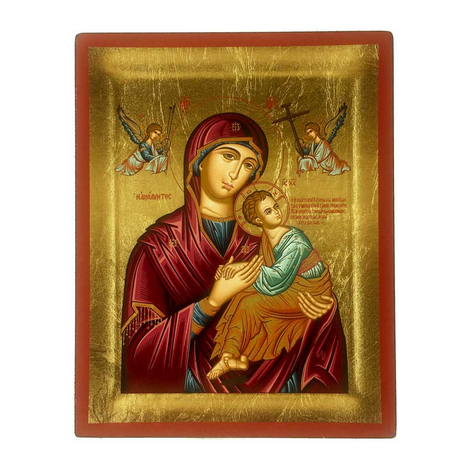 Wooden Icon With Red Frame of Our Lady of Perpetual Help | MONDO CATTOLICO