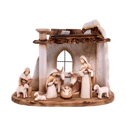 Mondo Cattolico Nativity 28 cm (11.02 in) / 23 cm (9.06 in) / 12 cm (4.72 in) Wooden Nativity Scene Modern Style