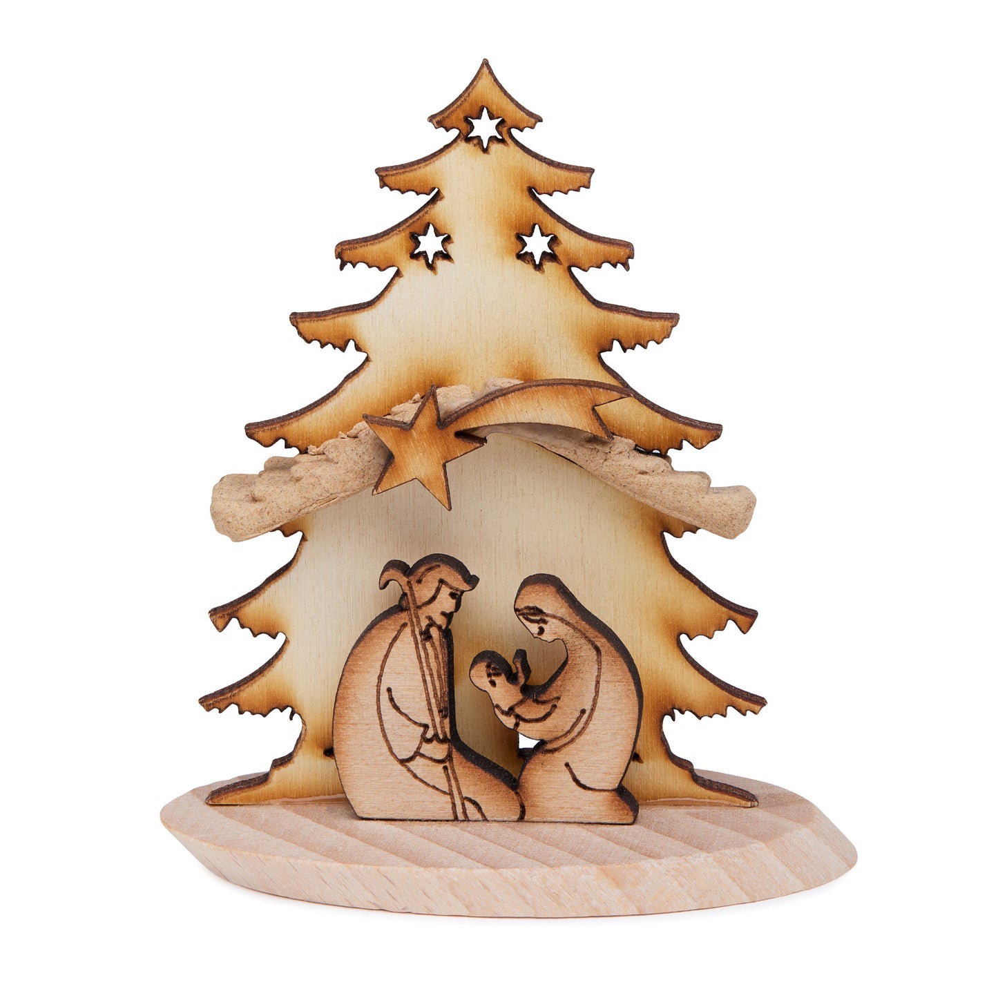 MONDO CATTOLICO ROMA Nativity 8.50 cm (3.35 in) Wooden Nativity Scene with a Christmas Tree