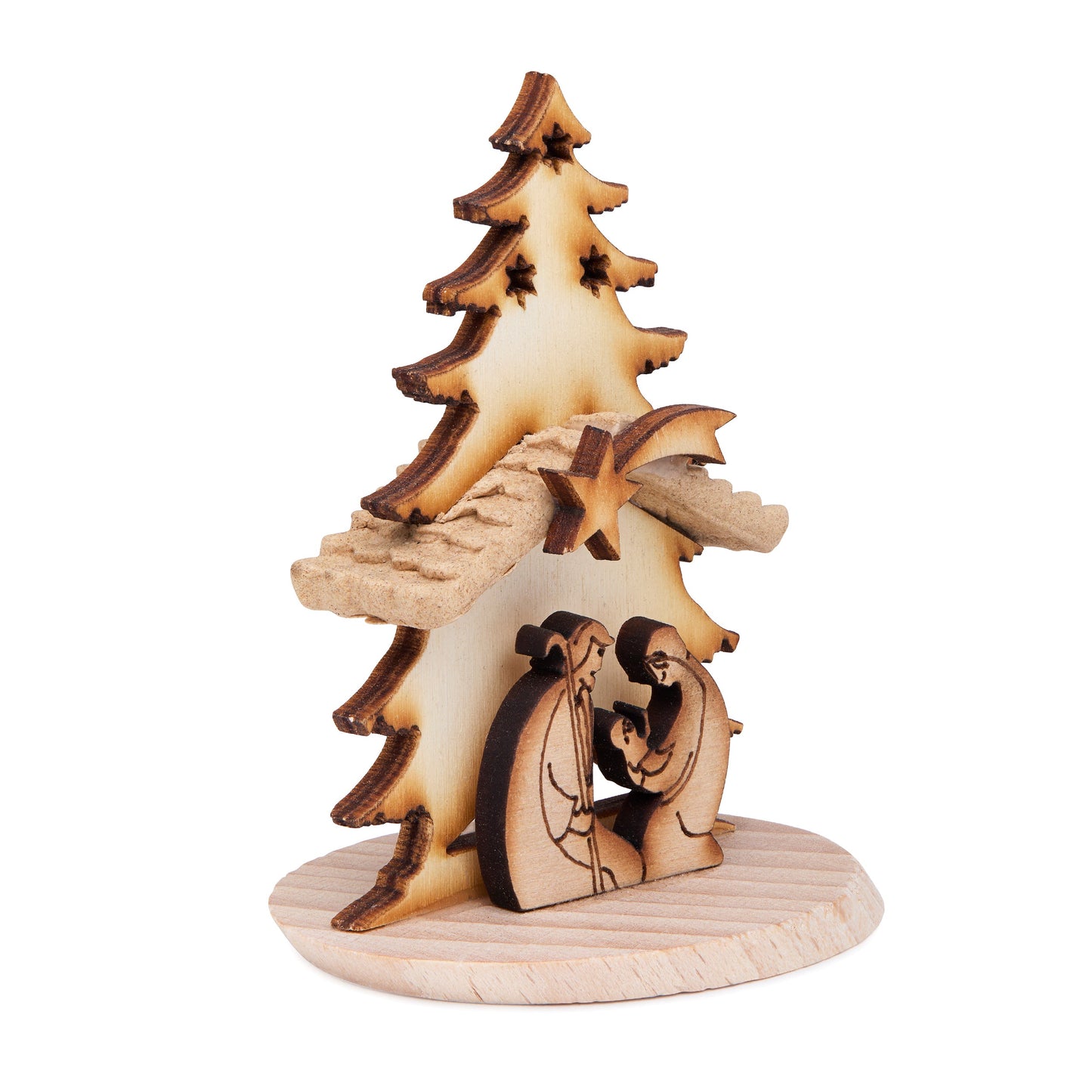 MONDO CATTOLICO ROMA Nativity 8.50 cm (3.35 in) Wooden Nativity Scene with a Christmas Tree