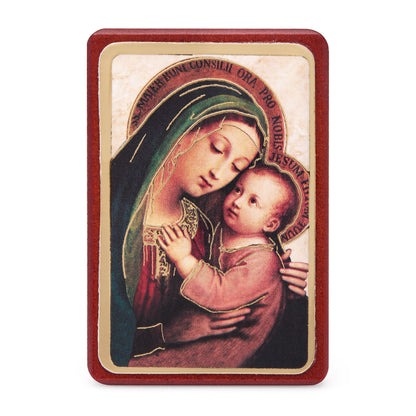 MONDO CATTOLICO ROMA Painting 5.50 x 7 cm (2.17 x 2.76 in) Wooden Picture of Our Lady of Good Counsel