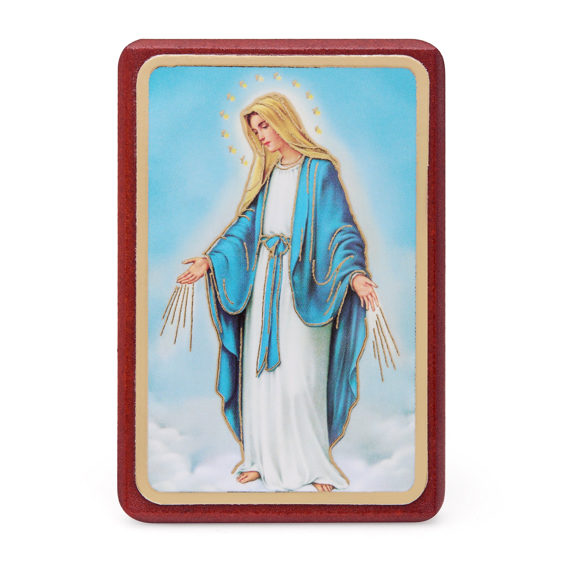 MONDO CATTOLICO ROMA 7x5 cm (2.76x1.97 in) Wooden Picture of Our Lady of the Miraculous Medal