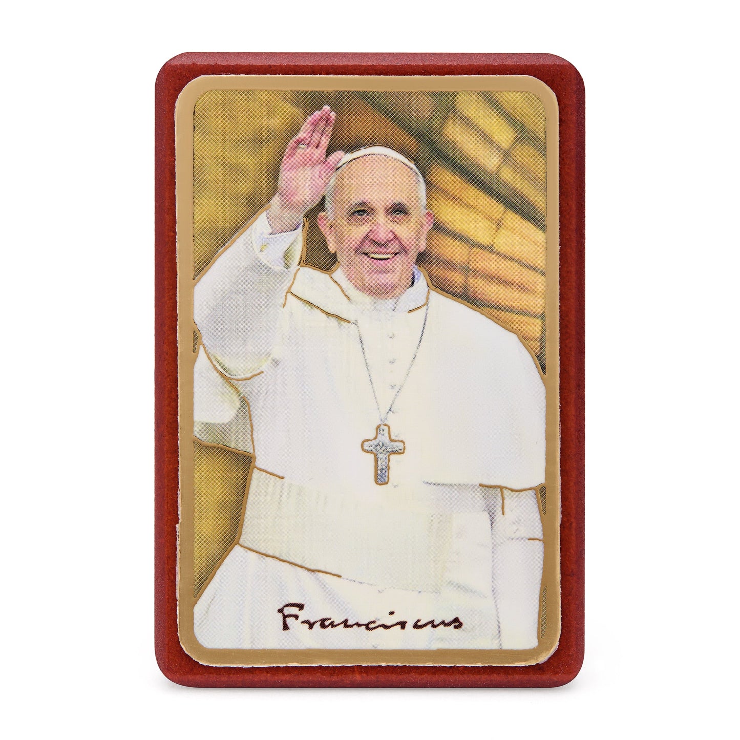 MONDO CATTOLICO ROMA Painting 5.50 x 7 cm (2.17 x 2.76 in) Wooden Picture of Pope Francis