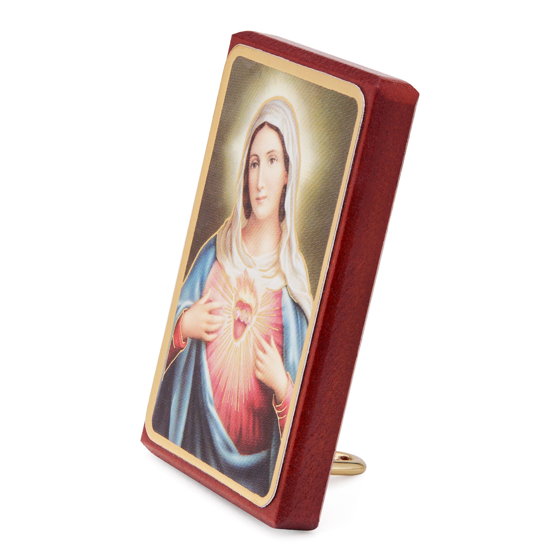 MONDO CATTOLICO ROMA Painting 5.50 x 7 cm (2.17 x 2.76 in) Wooden Picture of the Immaculate Heart of Mary