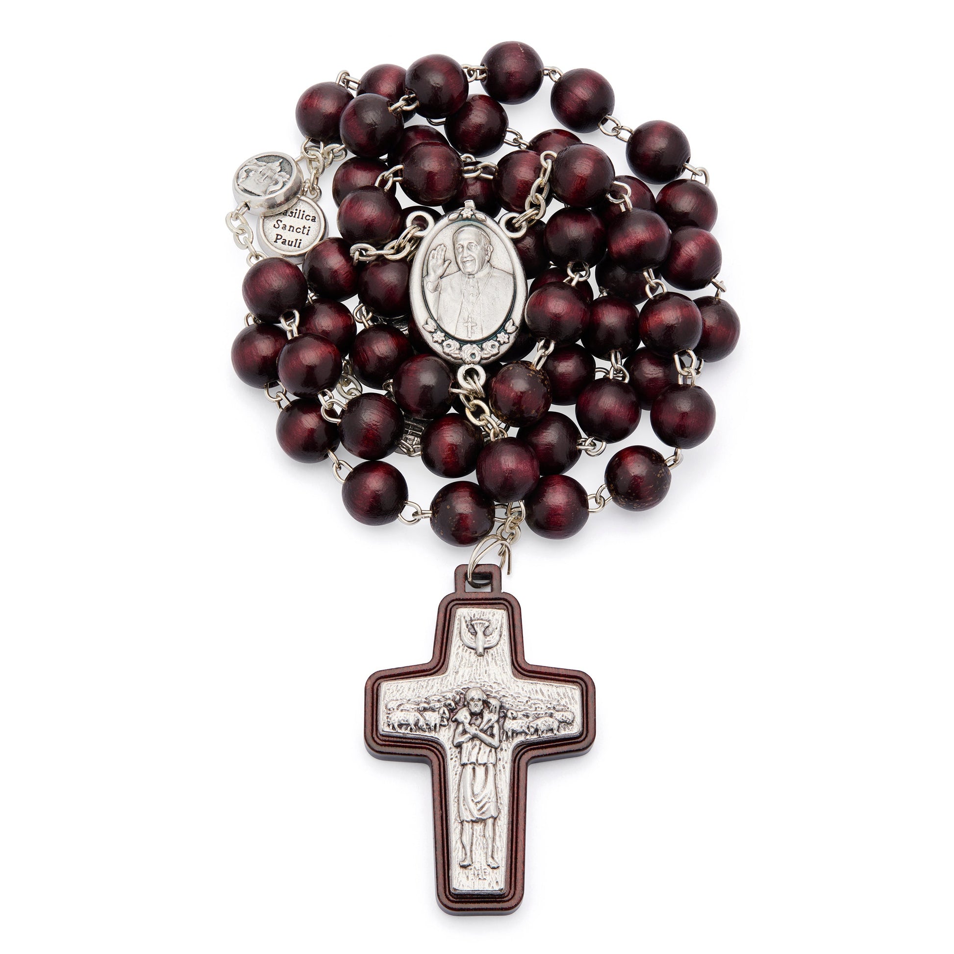 MONDO CATTOLICO ROMA Prayer Beads Wooden Rosary with Pope Francis