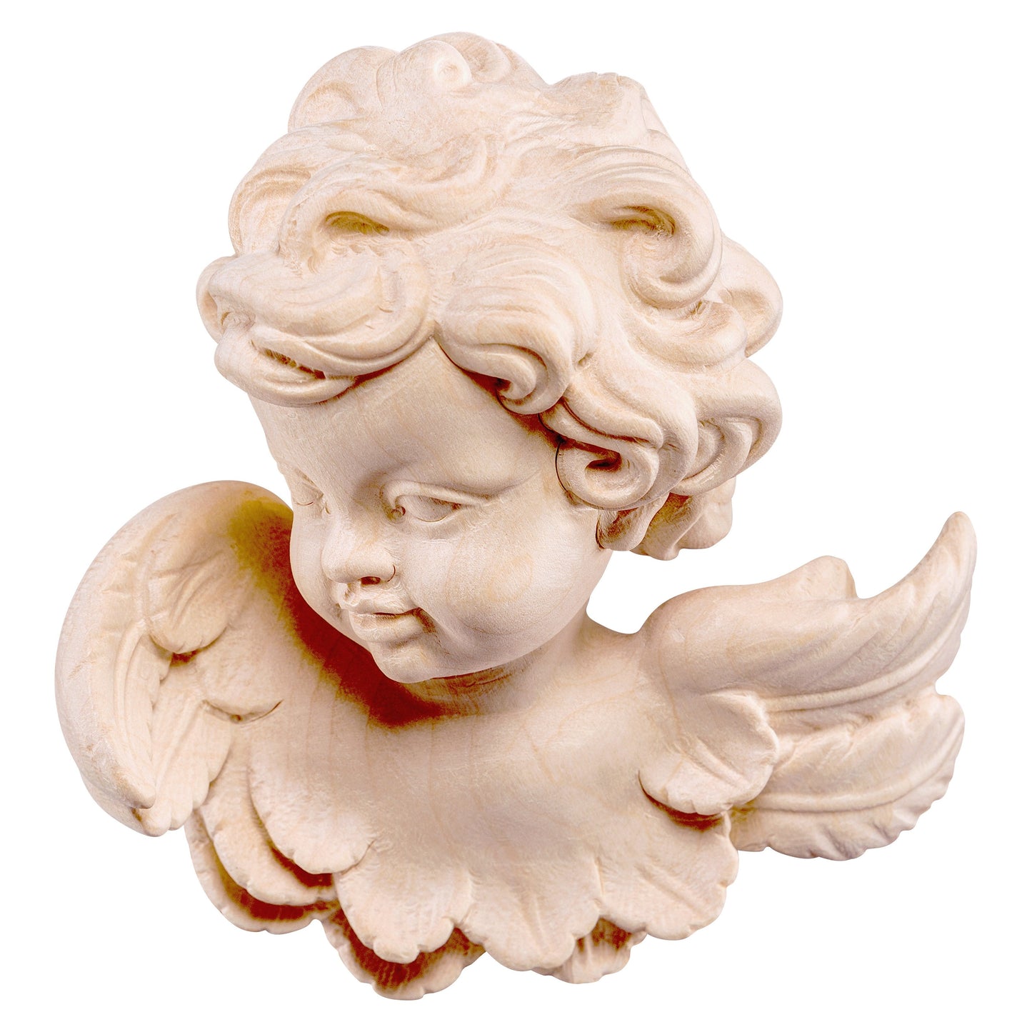 Mondo Cattolico Natural / 9 cm (3.5 in) Wooden statue of Angel head (right)