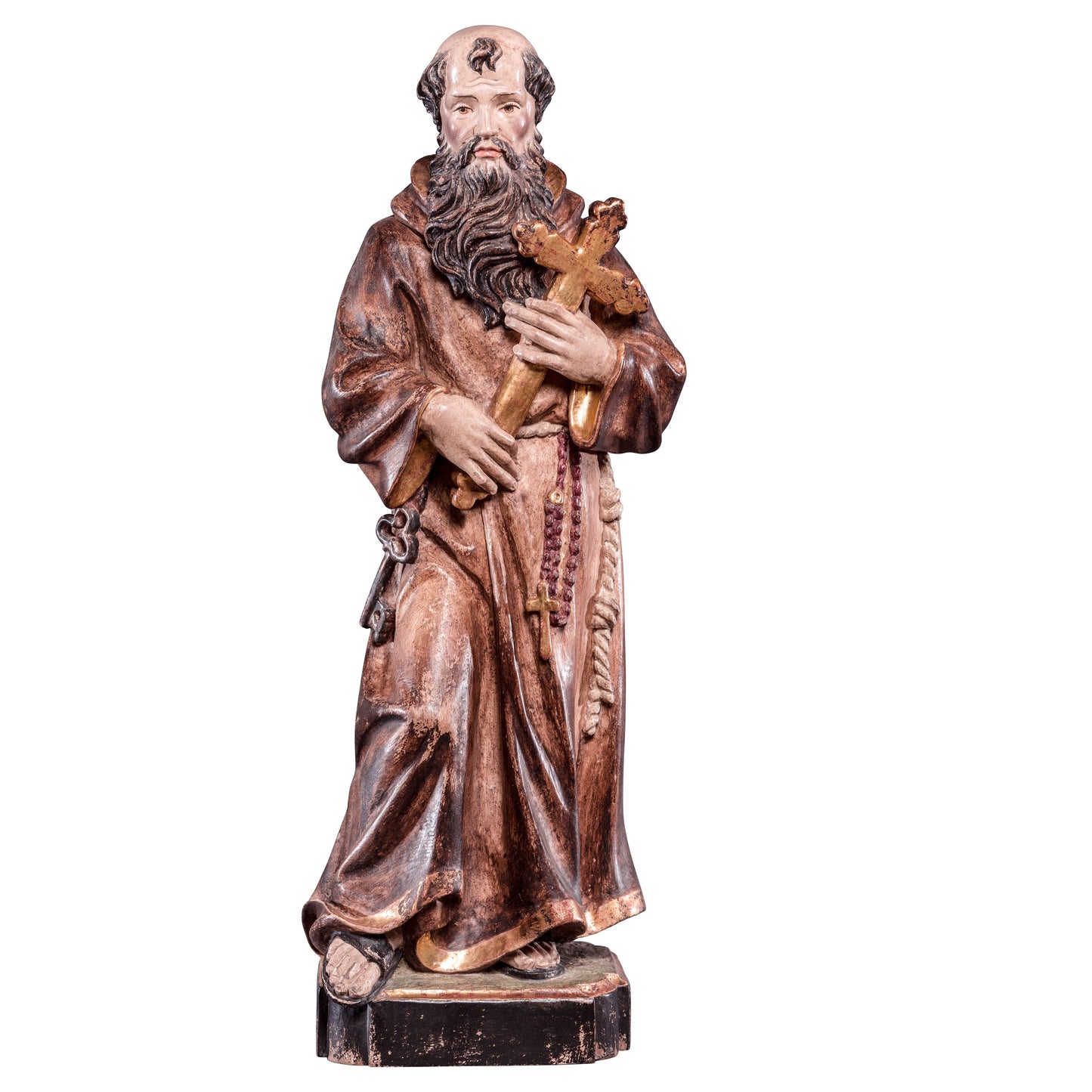 MONDO CATTOLICO Golden / 30 cm (11.8 in) Wooden Statue of Conrad the monk