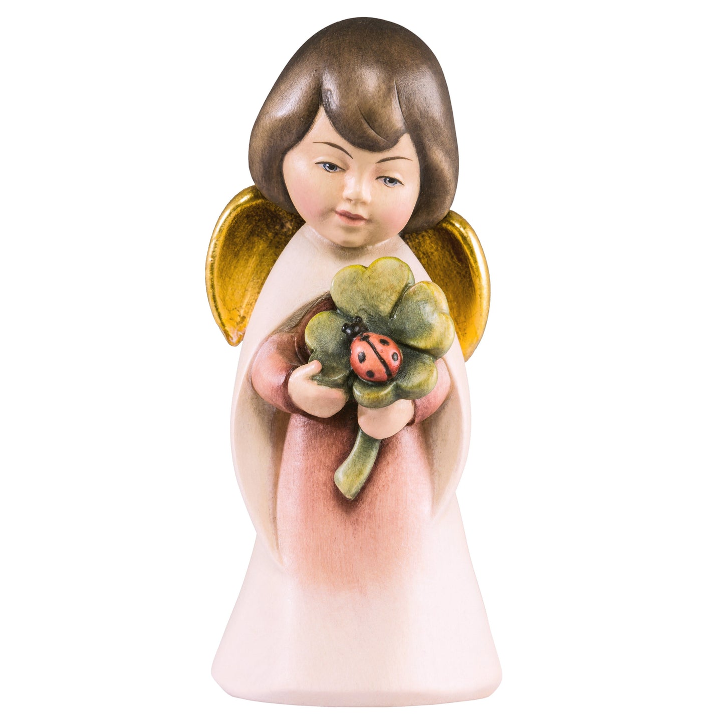 Mondo Cattolico Colored / 9 cm (3.5 in) Wooden statue of Dream angel with clover