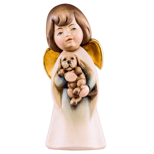 Mondo Cattolico Colored / 9 cm (3.5 in) Wooden statue of Dream angel with dog