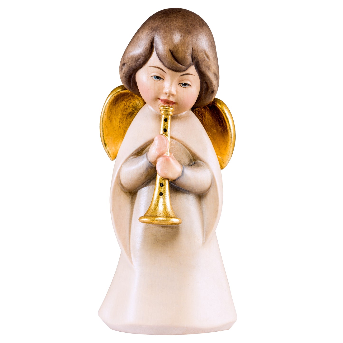 Mondo Cattolico Colored / 9 cm (3.5 in) Wooden statue of Dream angel with trombone