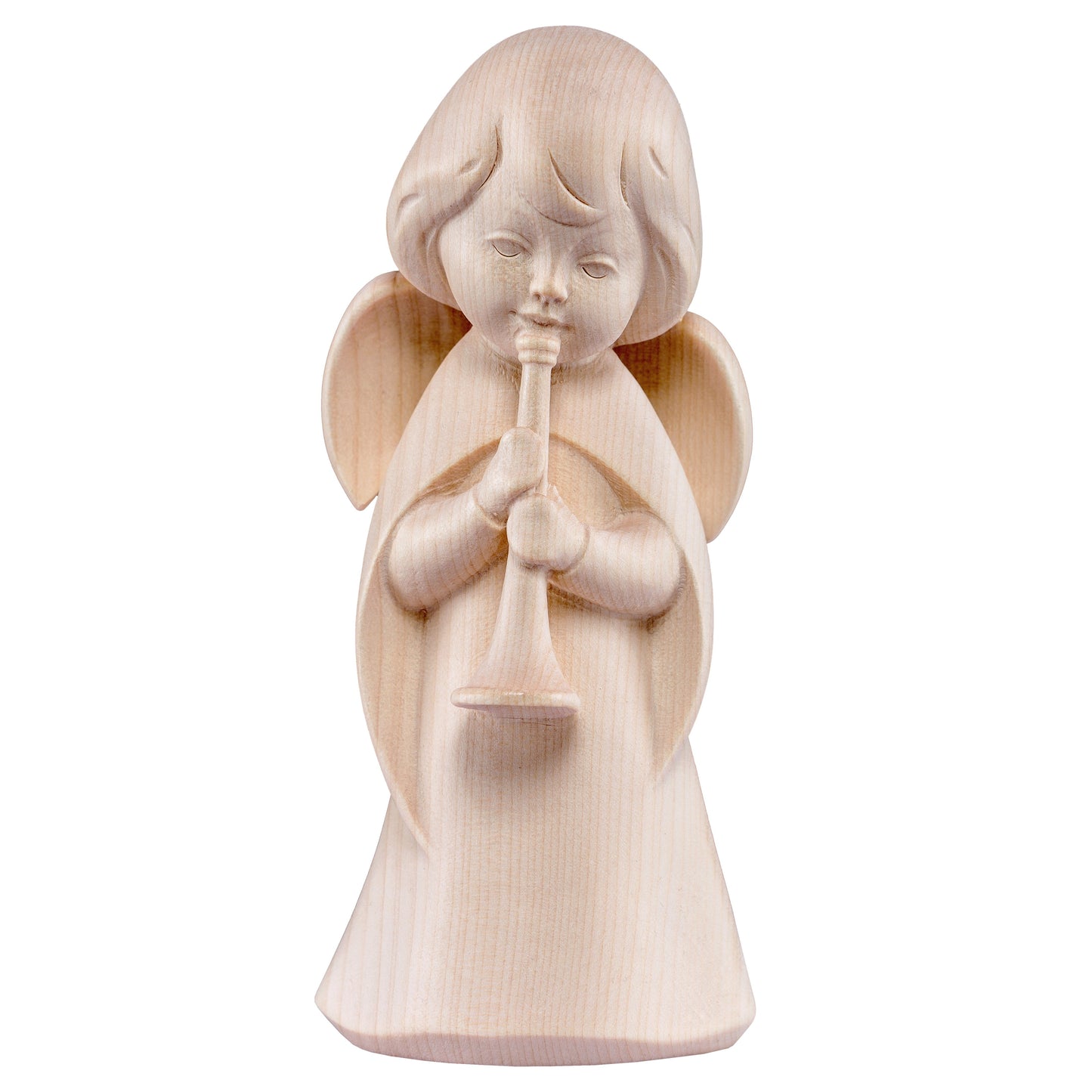 Mondo Cattolico Natural / 16 cm (6.3 in) Wooden statue of Dream angel with trombone