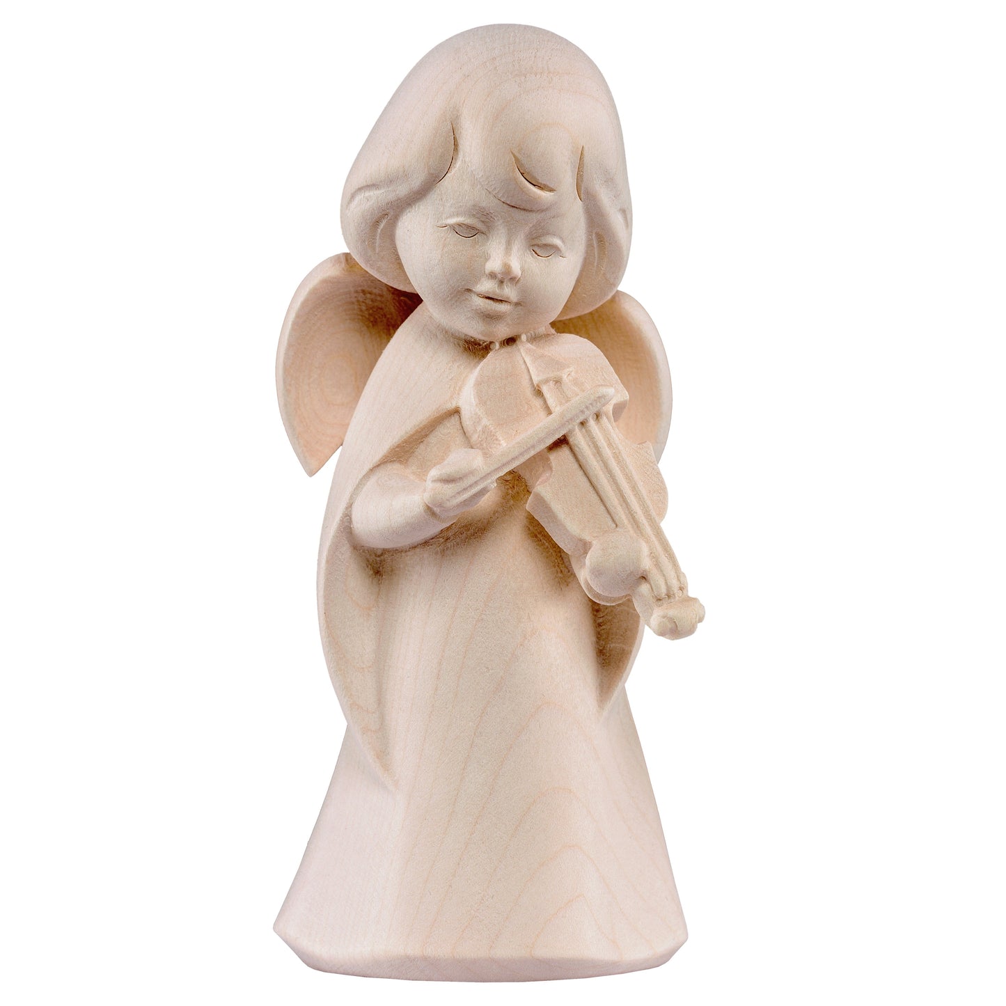 Mondo Cattolico Natural / 16 cm (6.3 in) Wooden statue of Dream angel with violin