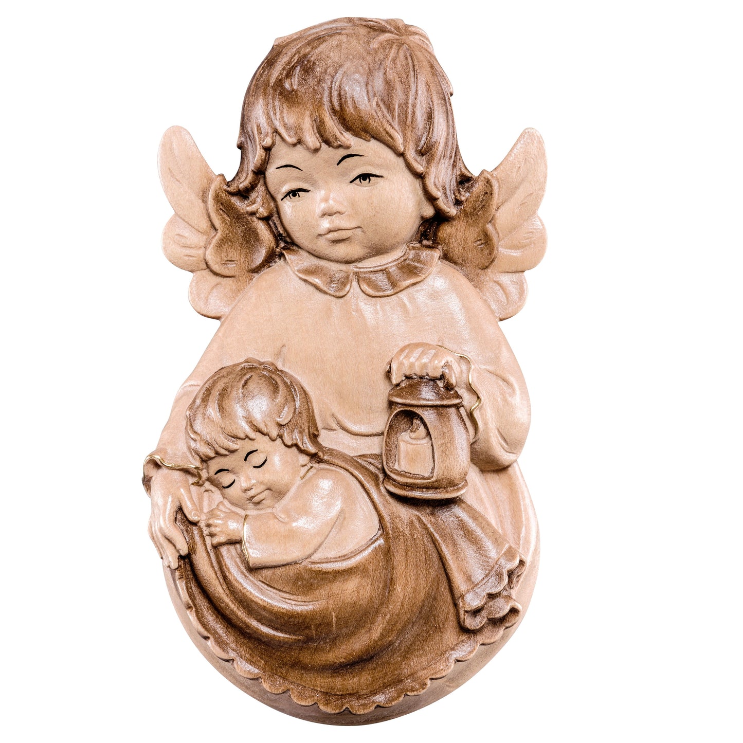 Mondo Cattolico Glossy / 10 cm (3.9 in) Wooden statue of Guardian angel to hang with boy