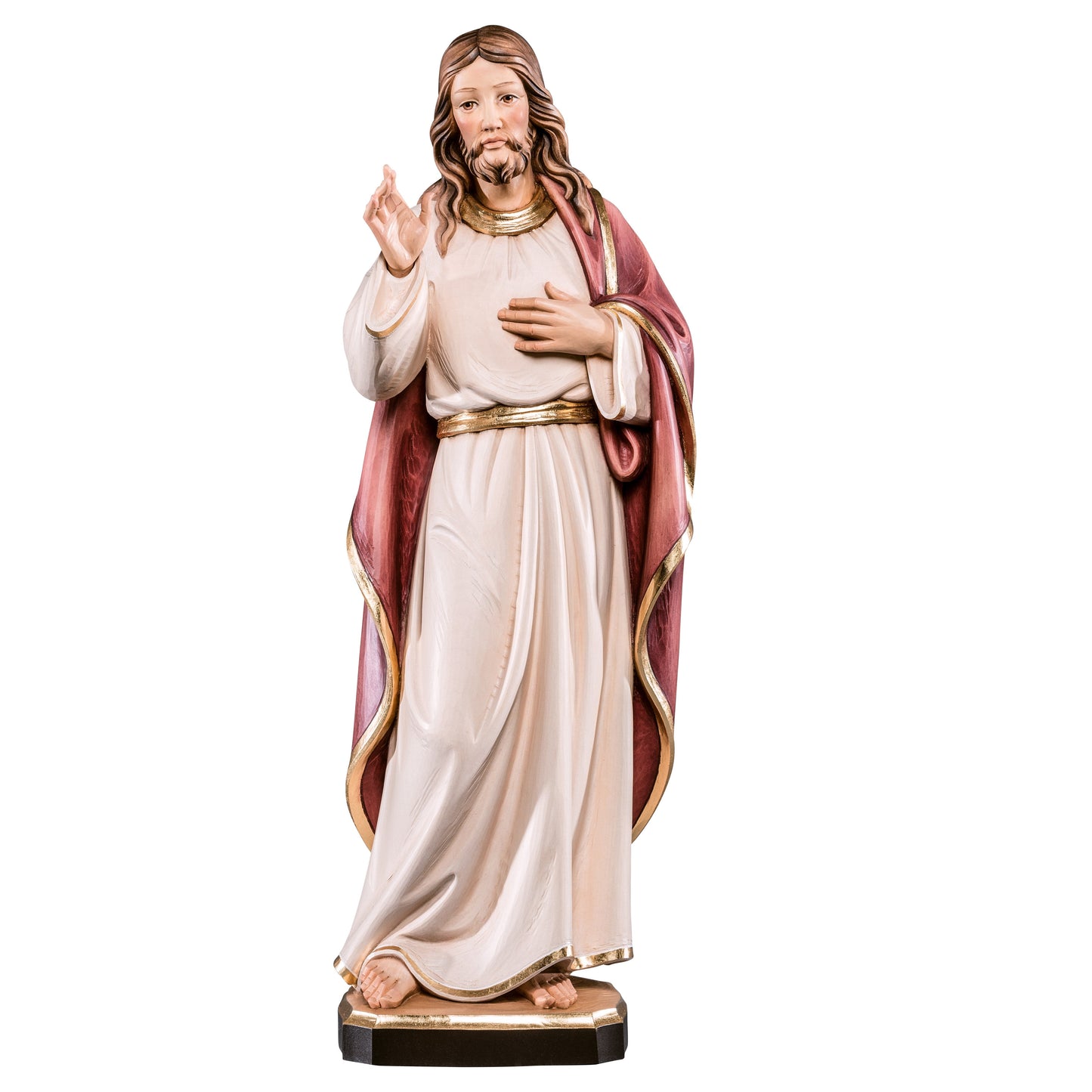 MONDO CATTOLICO Colored / 10 cm (3.9 in) Wooden Statue of Jesus Classic Style