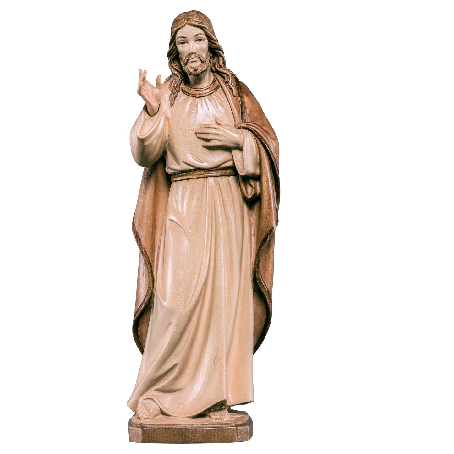 MONDO CATTOLICO Glossy / 10 cm (3.9 in) Wooden Statue of Jesus Classic Style