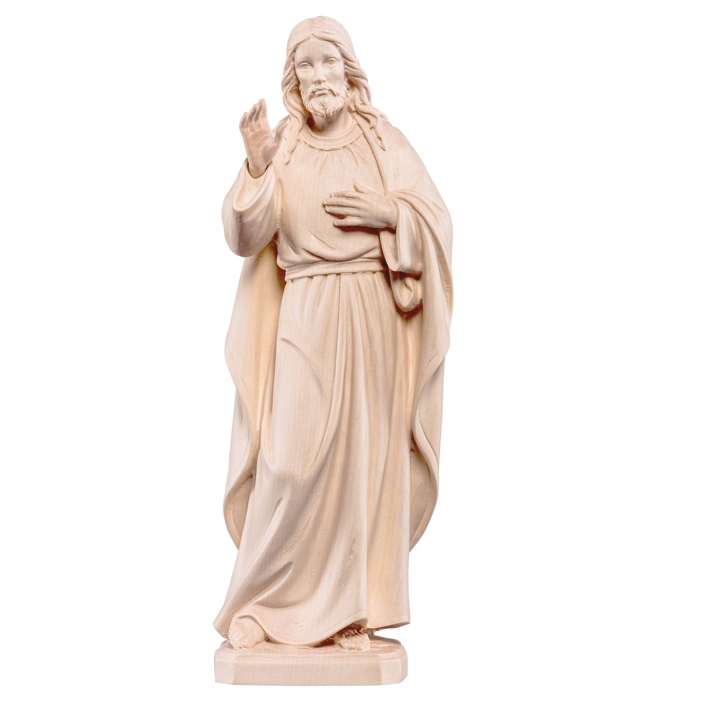 MONDO CATTOLICO Natural / 15 cm (5.9 in) Wooden Statue of Jesus Classic Style