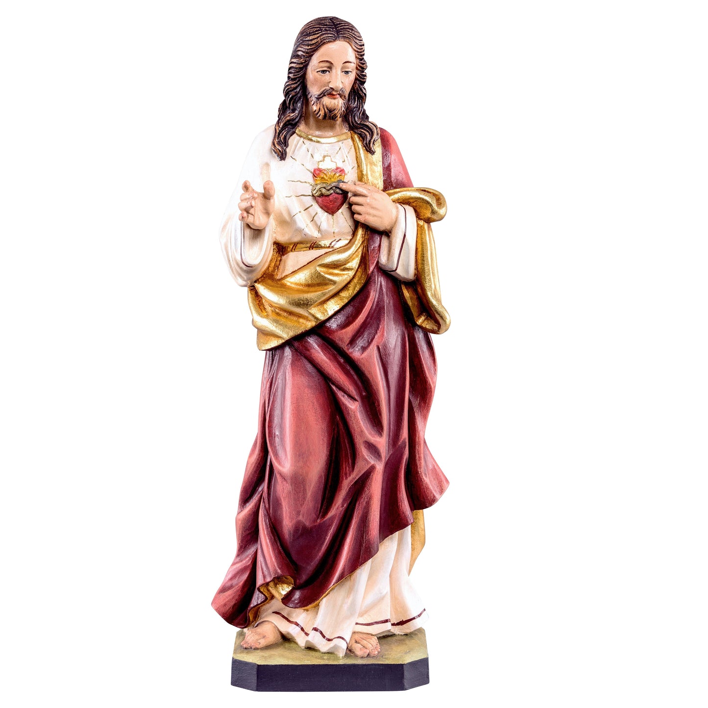 MONDO CATTOLICO Antiqued / 50 cm (19.7 in) Wooden statue of Jesus sacred heart