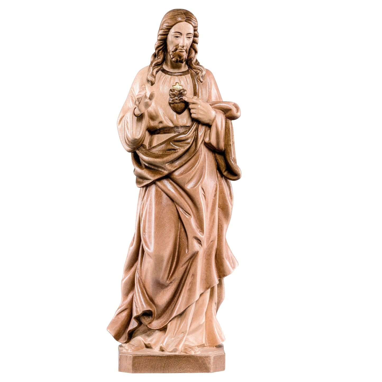 MONDO CATTOLICO Glossy / 13 cm (5.1 in) Wooden statue of Jesus sacred heart