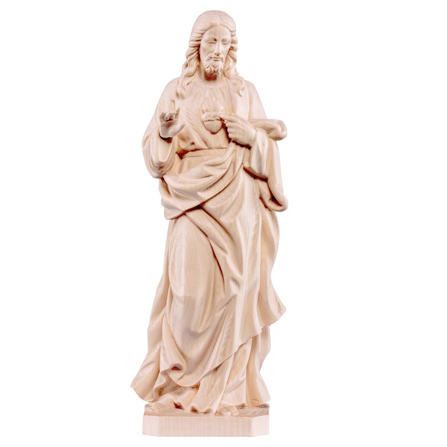 MONDO CATTOLICO Natural / 13 cm (5.1 in) Wooden statue of Jesus sacred heart