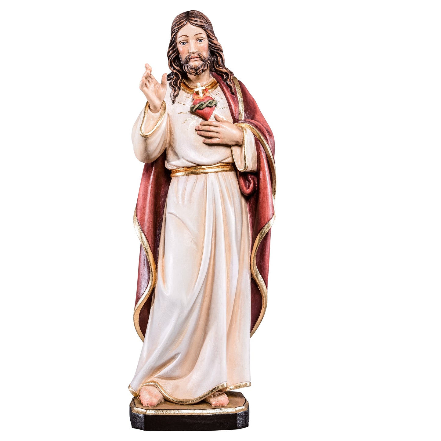 Mondo Cattolico Antiqued / 60 cm (23.6 in) Wooden statue of Jesus sacred heart classic