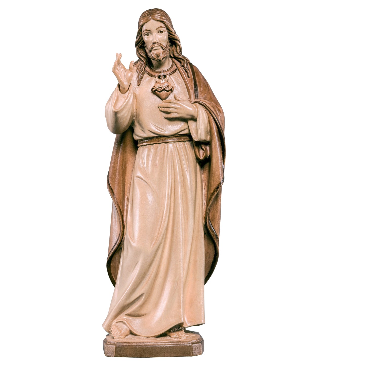 Mondo Cattolico Glossy / 10 cm (3.9 in) Wooden statue of Jesus sacred heart classic