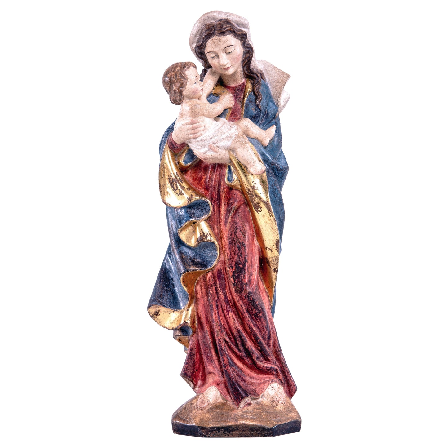 MONDO CATTOLICO Golden / 30 cm (11.8 in) Wooden statue of Madonna Germania