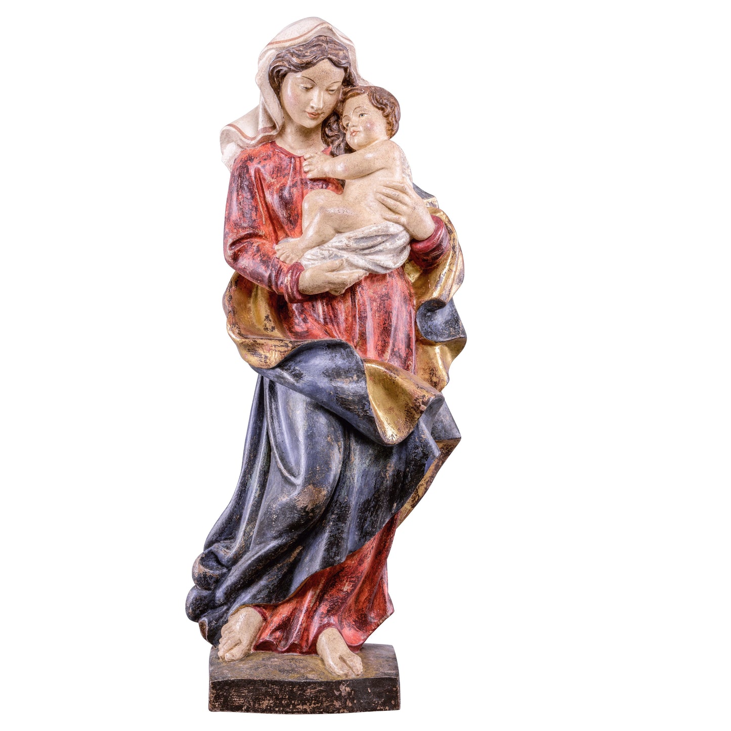 MONDO CATTOLICO Golden / 35 cm (13.8 in) Wooden statue of Madonna of gypsies