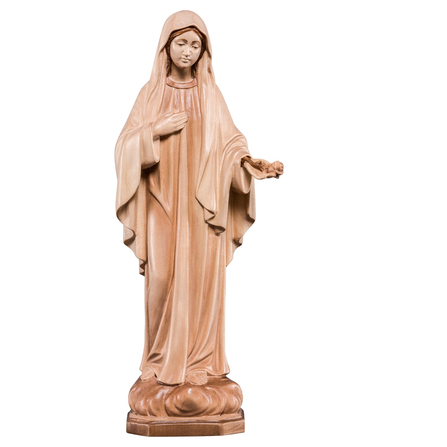 MONDO CATTOLICO Glossy / 10 cm (3.9 in) Wooden statue of Mother of peace