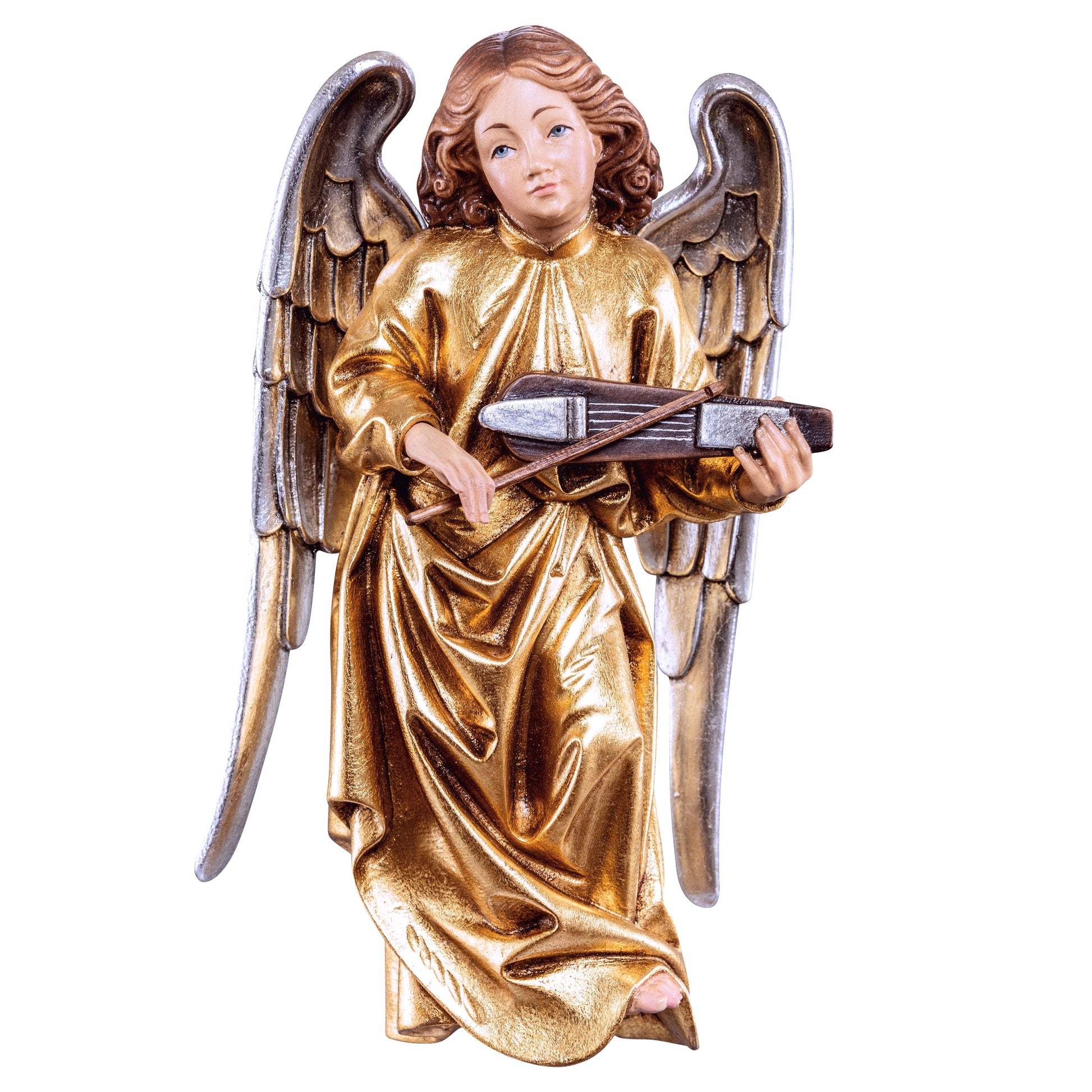 Mondo Cattolico Colored / 17 cm (6.7 in) Wooden statue of Pacher - angel with violin