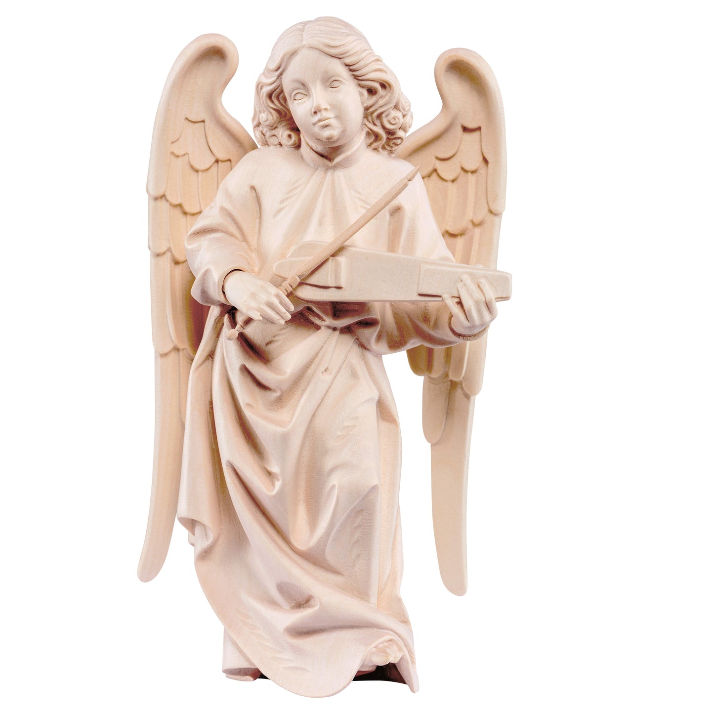 Mondo Cattolico Natural / 17 cm (6.7 in) Wooden statue of Pacher - angel with violin