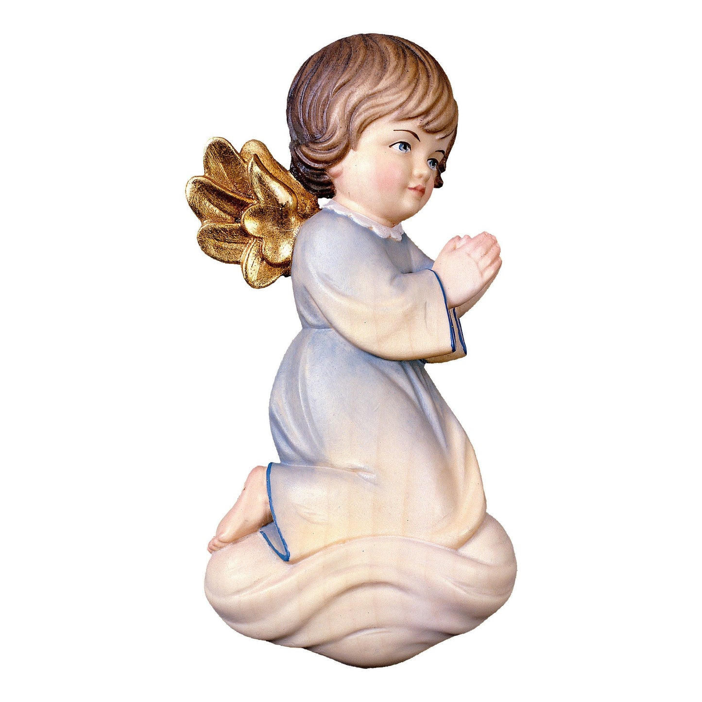 Mondo Cattolico Colored / 12 cm (4.7 in) Wooden statue of Pitti - angel praying