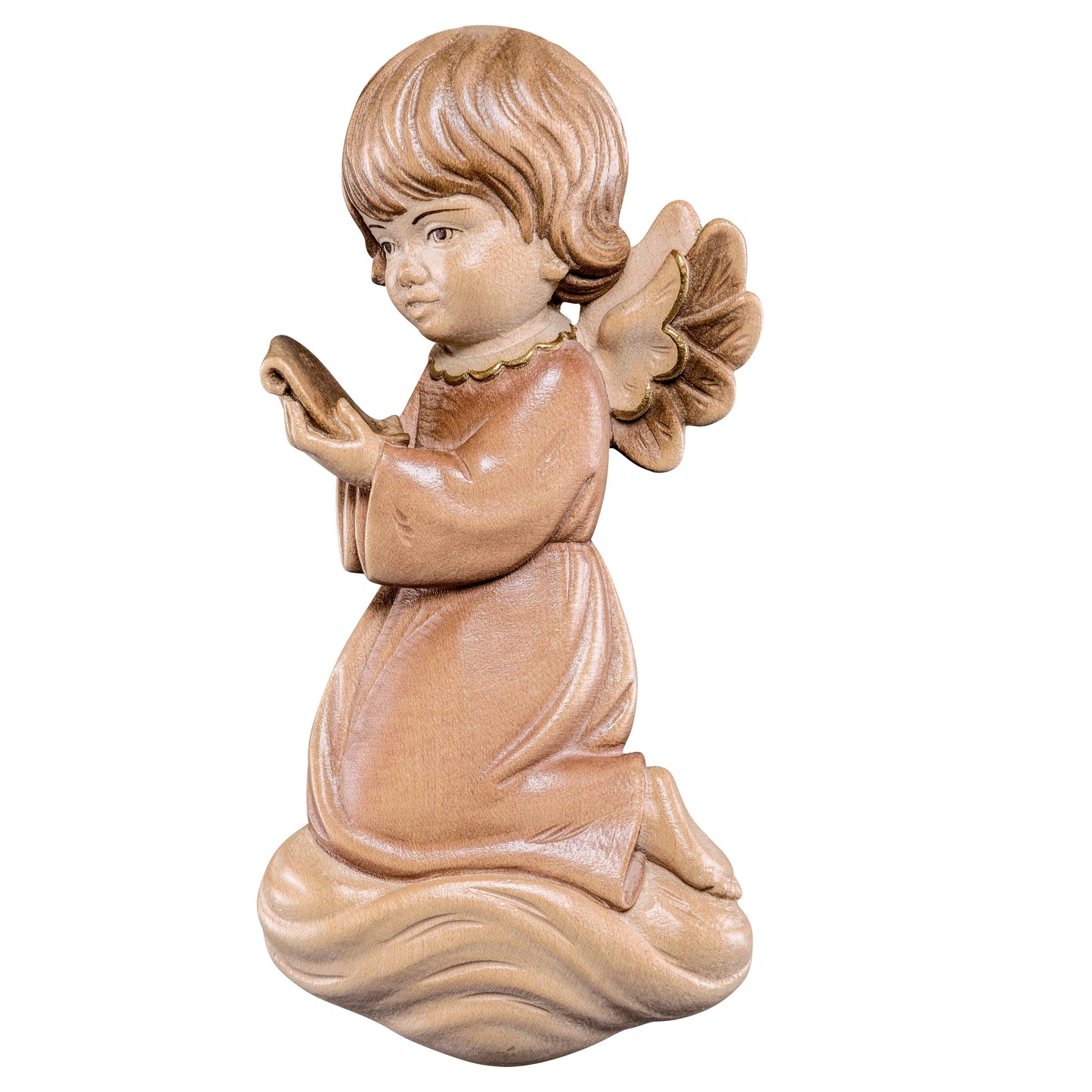 Mondo Cattolico Glossy / 17 cm (6.7 in) Wooden statue of Pitti - angel singing