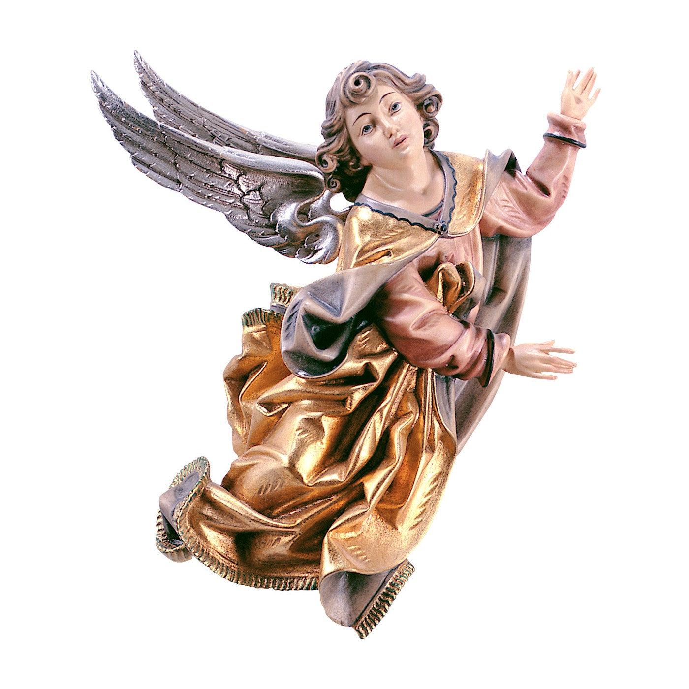 Mondo Cattolico Colored / 14 cm (5.5 in) Wooden statue of Riemenschneider - angel left