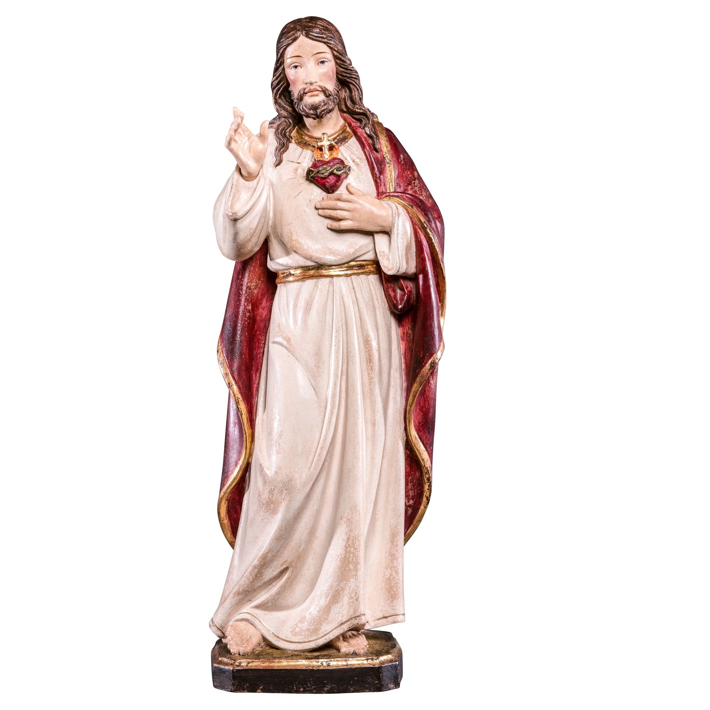 MONDO CATTOLICO Golden / 60 cm (23.6 in) Wooden Statue of Sacred Heart of Jesus Classic Style