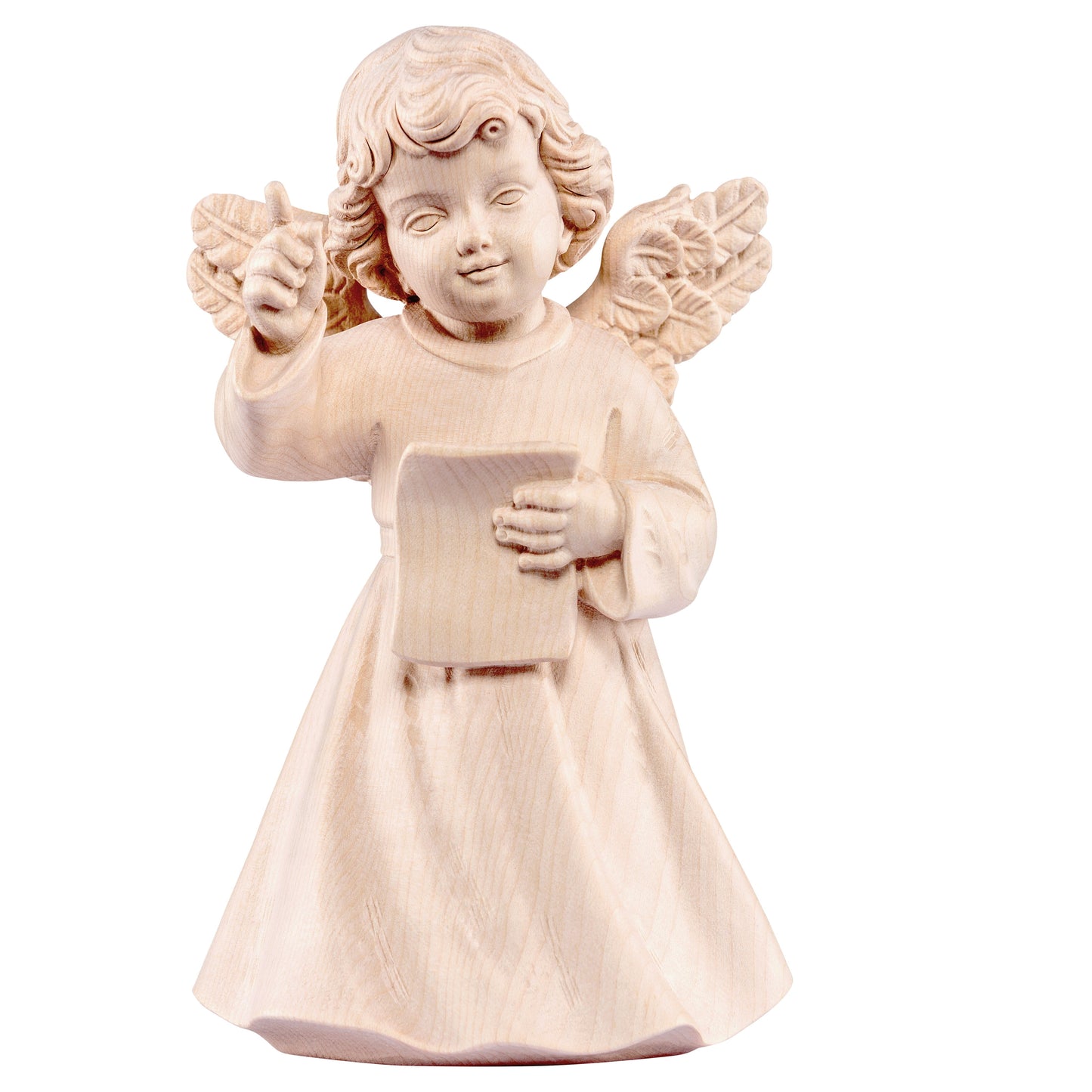 Mondo Cattolico Natural / 14 cm (5.5 in) Wooden statue of Sissi - angel conductor