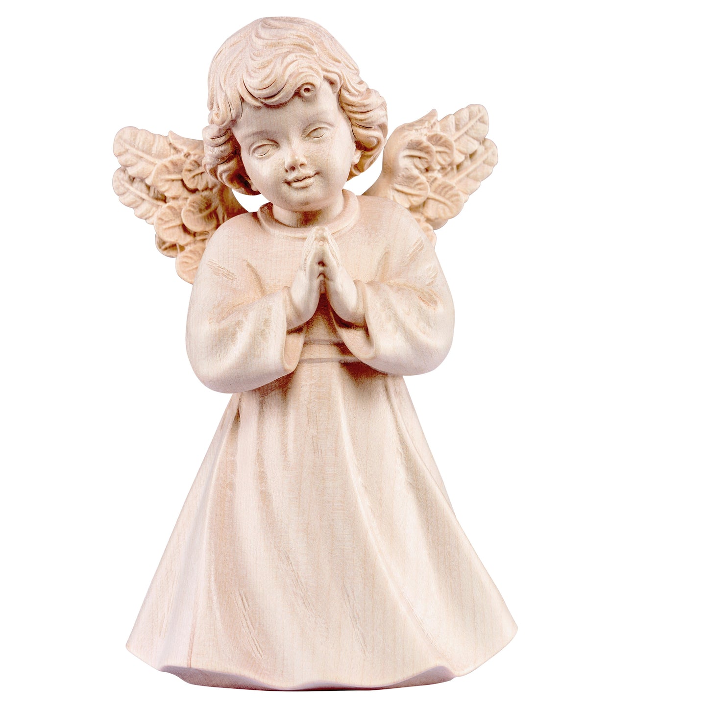 Mondo Cattolico Natural / 14 cm (5.5 in) Wooden statue of Sissi - angel praying