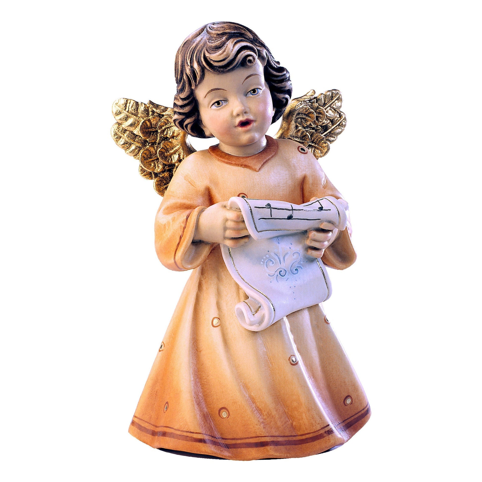 Mondo Cattolico Colored / 7 cm (2.8 in) Wooden statue of Sissi - angel singing