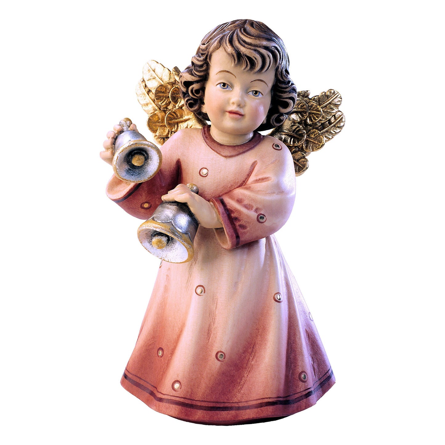 Mondo Cattolico Colored / 7 cm (2.8 in) Wooden statue of Sissi - angel with bells