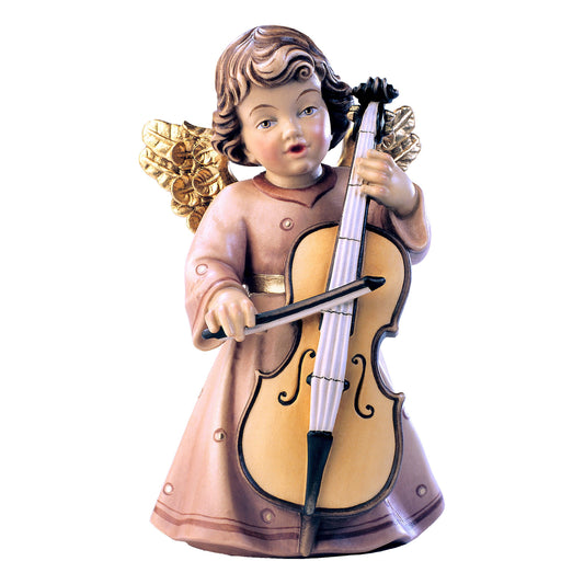 Mondo Cattolico Colored / 7 cm (2.8 in) Wooden statue of Sissi - angel with cello