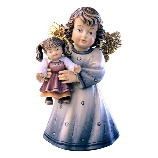 Mondo Cattolico Colored / 7 cm (2.8 in) Wooden statue of Sissi - angel with doll