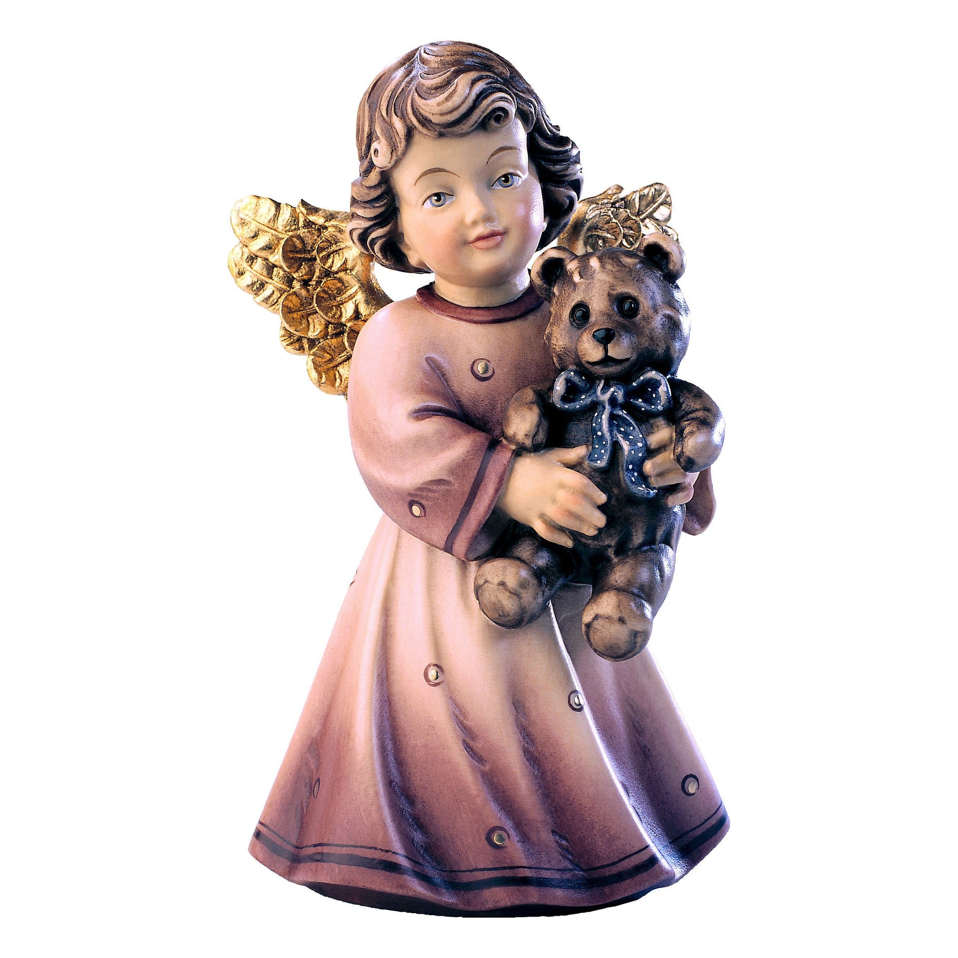 Mondo Cattolico Colored / 7 cm (2.8 in) Wooden statue of Sissi - angel with teddy