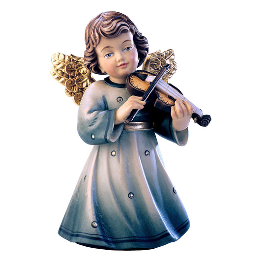 Mondo Cattolico Colored / 7 cm (2.8 in) Wooden statue of Sissi - angel with violin