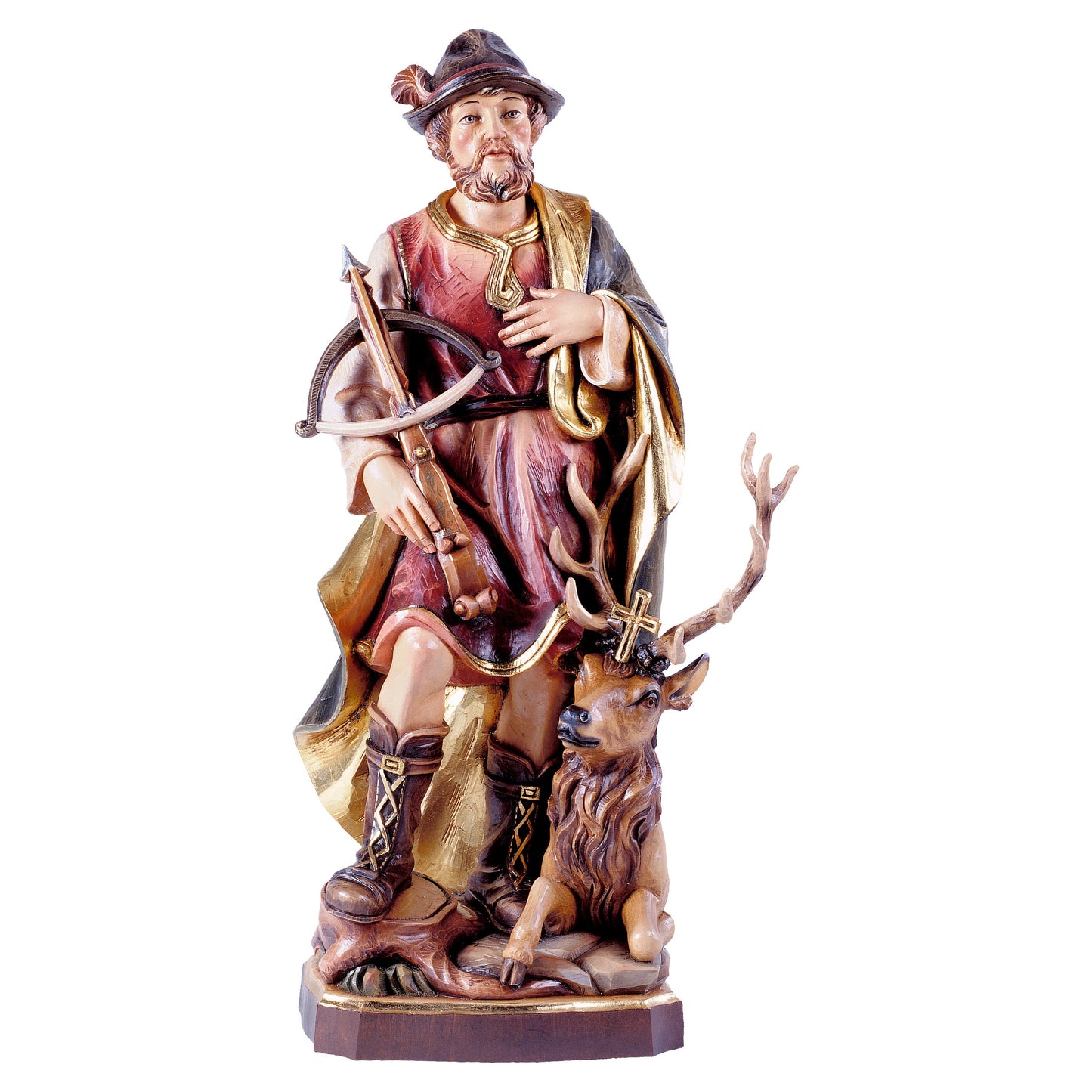 MONDO CATTOLICO Colored / 15 cm (5.9 in) Wooden Statue of St. Hubertus