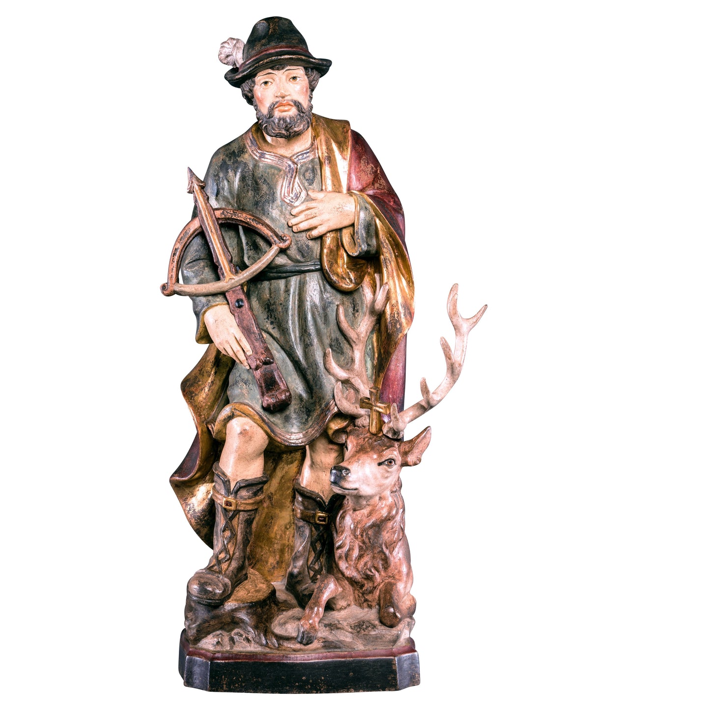 MONDO CATTOLICO Golden / 30 cm (11.8 in) Wooden Statue of St. Hubertus