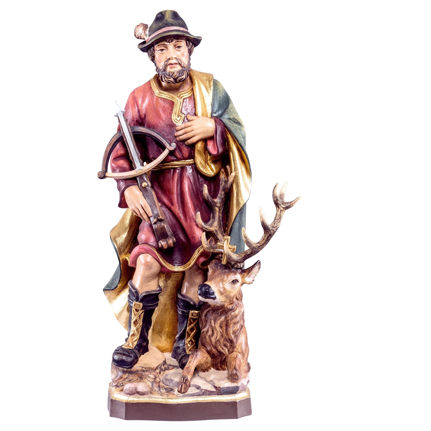 MONDO CATTOLICO Antiqued / 60 cm (23.6 in) Wooden Statue of St. Hubertus