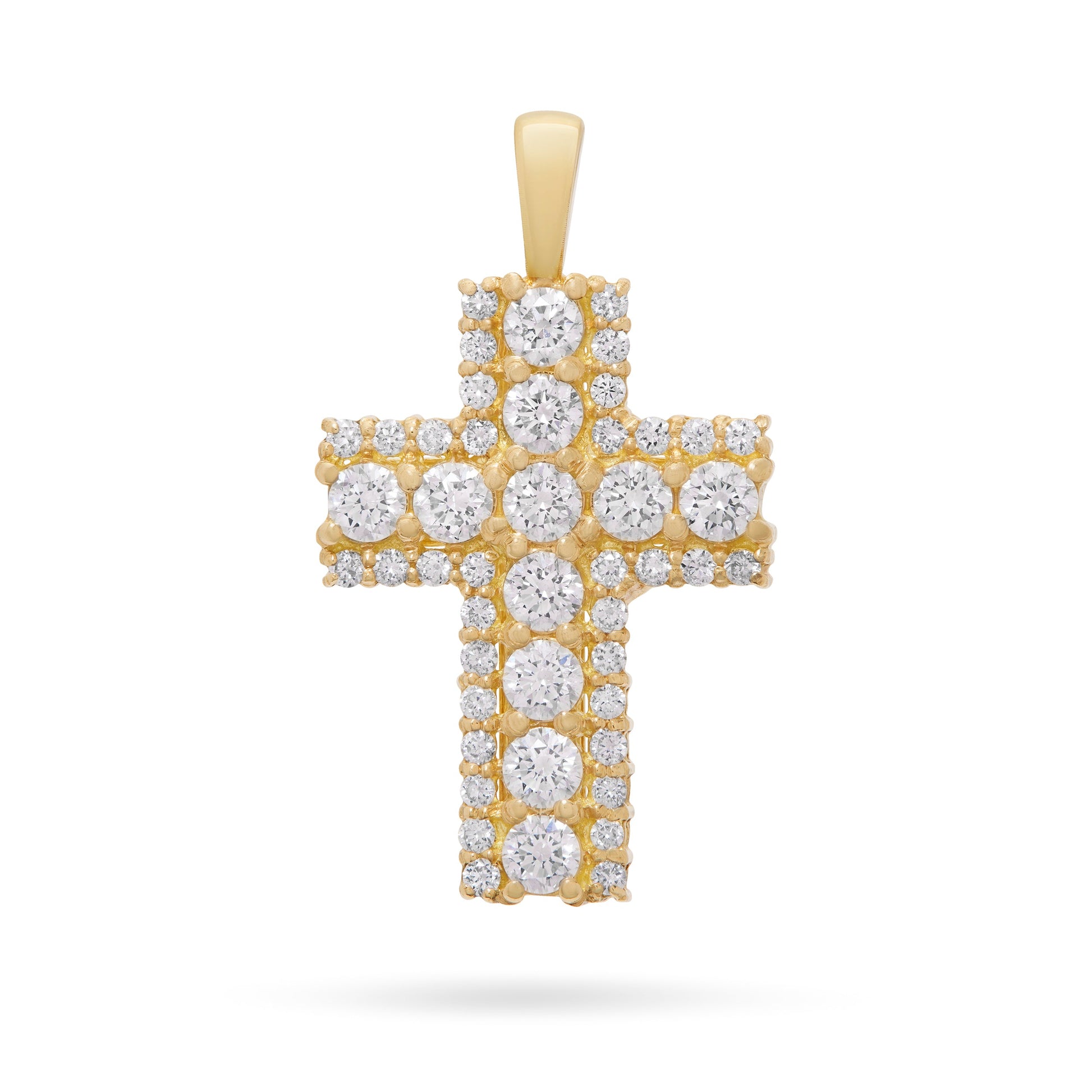 Mondo Cattolico Pendant 13x18 mm (0.51x0.71 in) Yellow Gold Cross Pendant with Diamonds