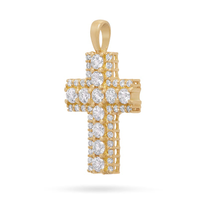 Mondo Cattolico Pendant 13x18 mm (0.51x0.71 in) Yellow Gold Cross Pendant with Diamonds