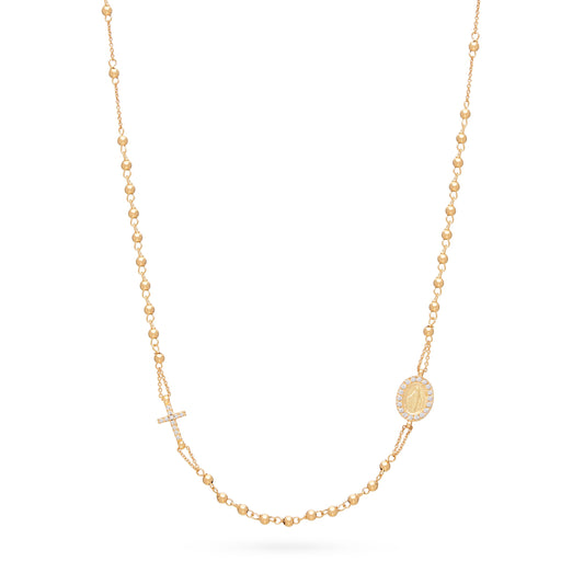 MONDO CATTOLICO ROMA Necklaces 44 cm (17.32 in) / 2 mm (0.8 in) Yellow Gold Rosary Necklace with Cubic Zirconia